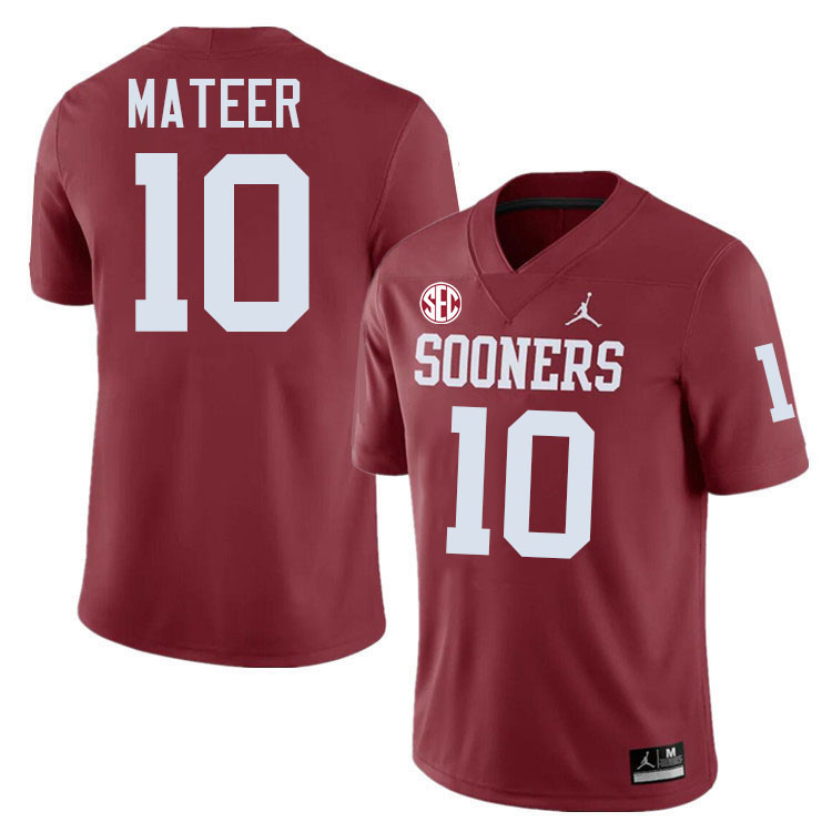 Oklahoma Sooners #10 John Mateer College Football Jerseys,Uniforms-Crimson